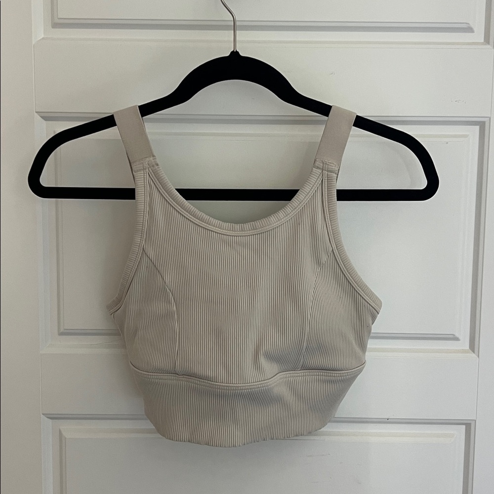 Aerie Beige Ribbed Sports Bra